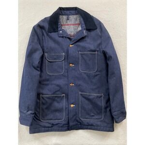 70s Wrangler Blue Bell Mens 42 Chore Jacket Blue Blanket Lined Corduroy Collar